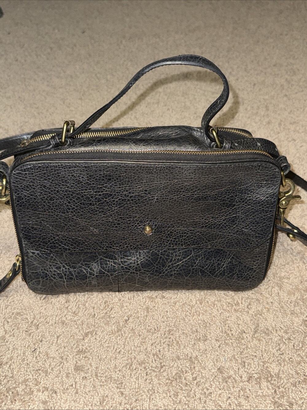 12th Street by Cynthia Vincent Leila Glazed Leather Double-Zip Crossbody Bag